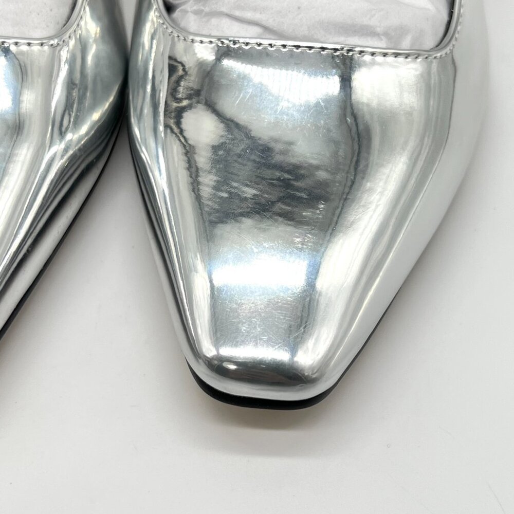 Marc Fisher Womens 9M Lethe Silver Mirror Slingback Heels Pumps Shoes - Picture 5 of 13